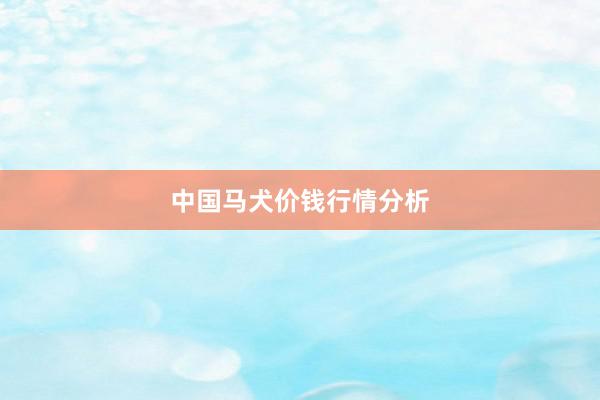 中国马犬价钱行情分析